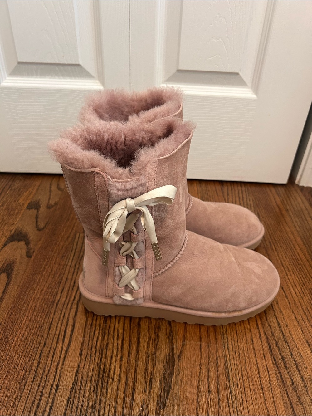 UGG Short Suede Shearling Boots in Dusty Rose